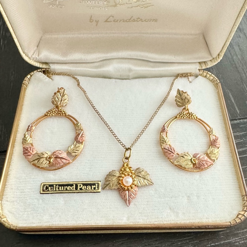 Black Hills 10k gold necklace and earring set